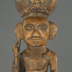Old Nias Tribal Adu Zatua Ancestor Seated Figure Wood Sculpture - 21 Inches Tall