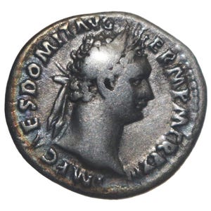 Moneta d&#39;argento del Denario dell&#39;Impero Romano - Domiziano - (81-96 d.C.)