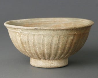 Antique Thai Sawankhalok Pottery Bowl with Carved Designs