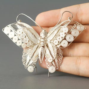 Vintage 925 Sterling Silver Butterfly Brooch | Filigree Insect Jewelry | Delicate Nature-Inspired Gift Pin