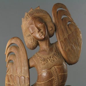 Escultura em madeira de bailarina balinesa vintage | Escultura decorativa artesanal | Decoração exótica para casa | Arte tradicional colecionável