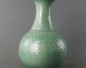 青磁龍四面花瓶 - Etsy 日本