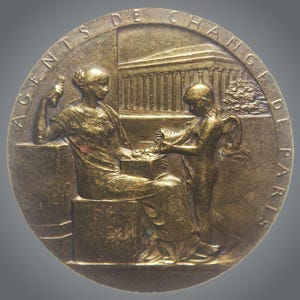 Antique French Stock Market Medal | 325th Anniversary 1898 | Paris Agents Exchange | Bronze Commemorative Collectible