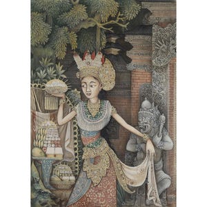 Balinese Traditional Dancer Painting Signed by I KT ARTANA - Bentuyung, Ubud