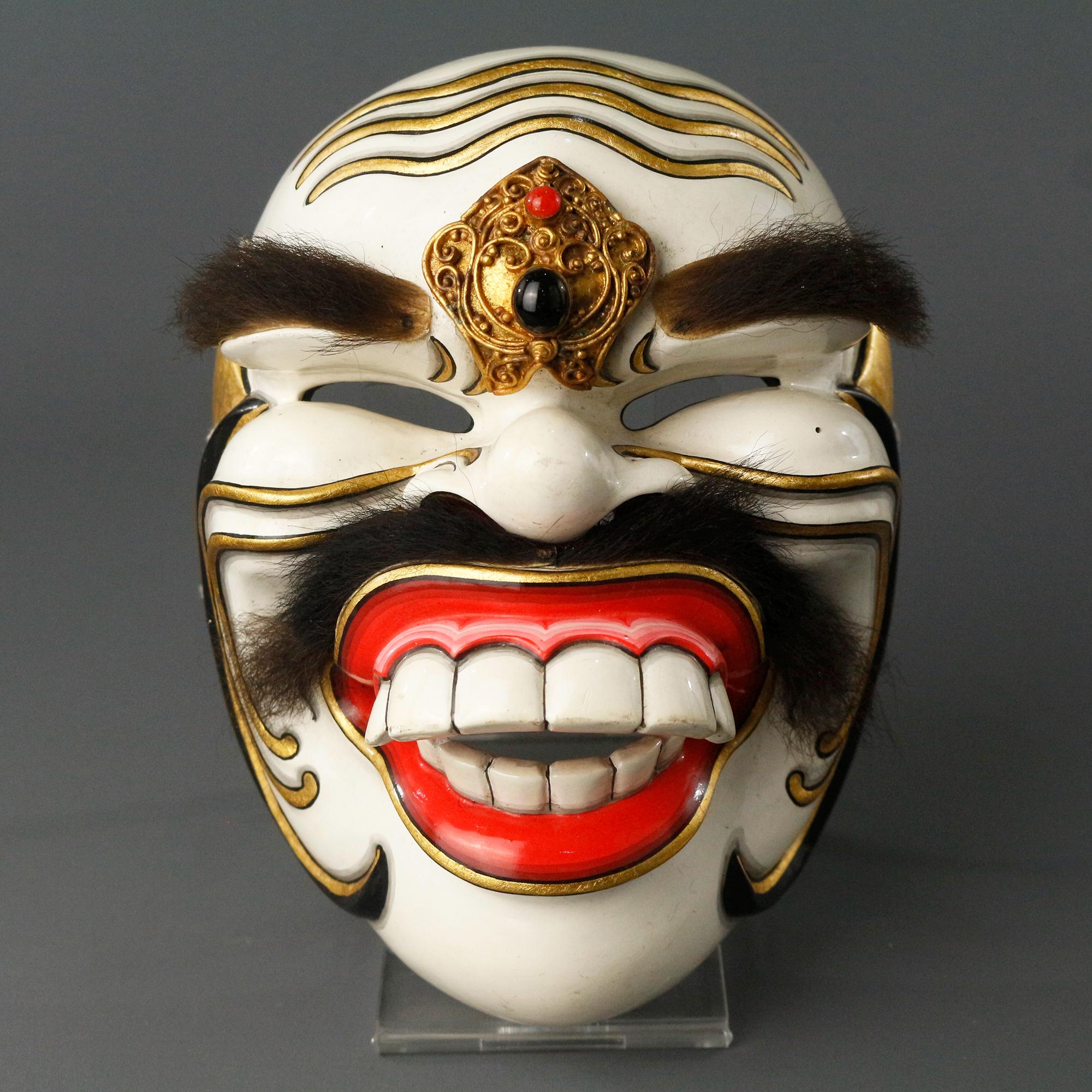 Maschera Decorativa In Legno Di Bali - 30 Cm Per Parete, Artigianale E Dipinta A Mano - Foto 13