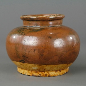 Pot émaillé marron antique chinois - pot marron chinois - ancien pot émaillé chinois - pot en céramique marron antique