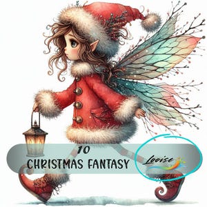 Vintage Christmas Junk Journal Kit | Shabby Chic Digital Products for Scrapbooking, Handmade Cards | Whimsical Fairy Elf Watercolor Clipart