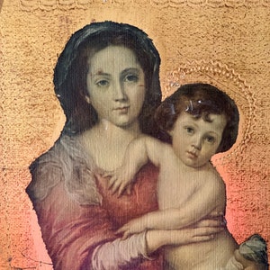Vintage Florentine Madonna and Child Italian Nativity Christmas Religious Plaque