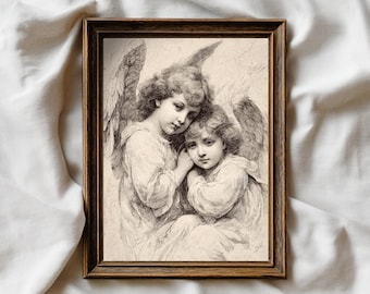 Angel Art | Guardian Angel | Religious Victorian Cherub Artwork