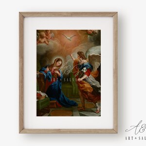 The Annunciation Religious Christian Art Print, Wall Decor, Christmas Nativity Art, Antique Art Reproduction Home Decor, Virgin Mary Art