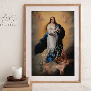 Immaculate Conception of Virgin Mary,Reproduction Antique Art Print, Christian Catholic Wall Art
