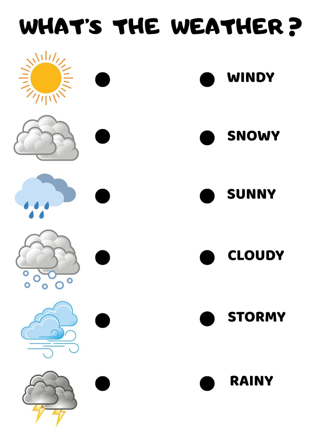 Fun ESL - Weather Matching Worksheet for Kids - Etsy