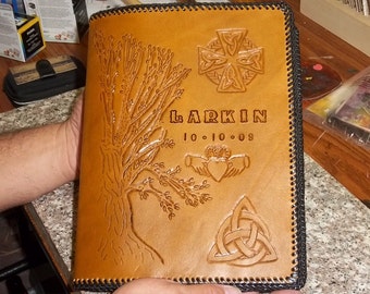 Custom hand tooled leather Anniversary/Wedding journal