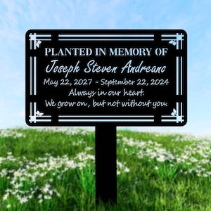 Letrero conmemorativo para jardín con nombre personalizado, placa conmemorativa para árbol con estaca, marcador conmemorativo, estaca para placa, monumentos de jardín, placa conmemorativa, letrero para árbol