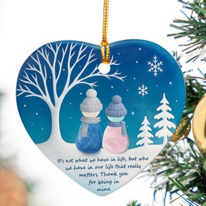 Personalized Friendship Sea Glass Ornament, Custom Best Friend Christmas Decor Gift, Ceramic Keepsake for Long Distance Friends, Tree Decor