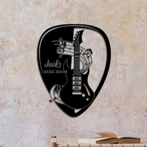 Personalized Guitar Pick Metal Sign, Custom Name Music Room Metal Wall Art,  Music Decor, Musician Gift, Music Room, Gift for Guitar Player