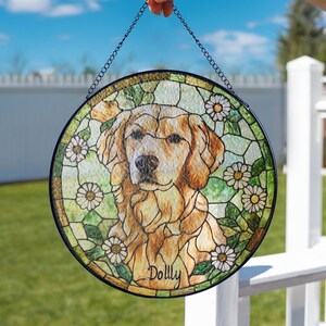 Custom Dog Portrait Stained Glass Suncatcher, Custom Dog Portrait from Photo, Pet Memorial Gift, Pet Loss Gift, Custom Dog Portrait sympathy