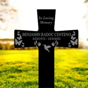 Memorial Cross Stake, Memorial Plaque, Memorial Plaque Stake Grave Marker, Acrylic Memorial Stake, Grave Marker, Memorial Cross For Grave