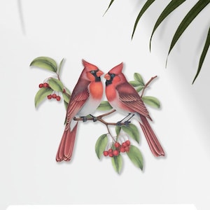 Cardinal Bird Garden Sign, Gardener Decor, Yard Art, Christmas Gifts, Red Cardinal Metal Wall Art, Cardinals Metal Sign, Cardinal Wall Decor