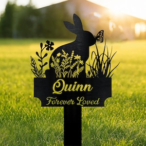 Custom Name Bunny Grave Marker, Pet Memorial Decor, Personalized Pet Loss Gift, Rabbit Grave Marker, Pet Tribute, Rabbit Lover Gift,Pet Loss