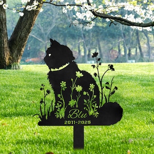 Custom Pet Memorial Metal Sign, Personalized Name & Dates Garden Plaque, Pet Loss Gift, Garden Marker, Cat Memorial Stake, Loss Of Pet Gift