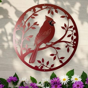 Cardinal Bird Metal Sign, Cardinal Metal Wall Art, Metal Bird Decor, Red Cardinal Wall Hanging, Memorial Bird Sign, Red Bird Gift