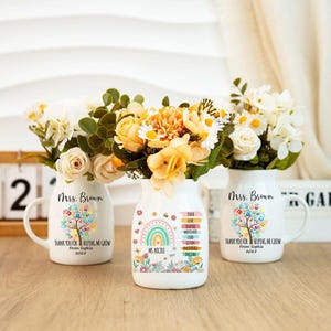 Thank You Helping Me Grow, Teacher Flower Vase, Custom Teacher Gift, Teacher Appreciation Gift, Appreciation Gift, Teacher Gift Gift For Her