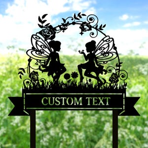 Custom Fairy Garden Sign, Personalized Garden Metal Sign, Fairy Metal Sign, Metal Yard Sign, Garden Stake Decor, Gardener Gift, Gift for Her