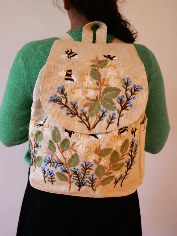 Hand-embroidered Backpack Made of Gots-certified Cotton  display picture 3