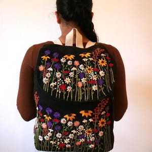 Handmade embroidered backpack, GOTS-certified cotton. Fair production. Top-end embroidery. organic, Helps traditional craftsmanship survive.