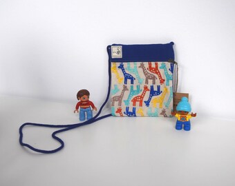 Colorful Handmade Kids' Pouch with Giraffe Motif - Ethical Money Bag and Shoulder Purse for Little Ones
