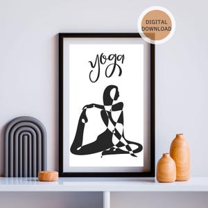 Yoga Meditation Print Wall Art, Minimalist Yoga Pose Painting, Studio Room Decor, Yoga Pose Poster, Mindfulness, Spiritual Digital Download