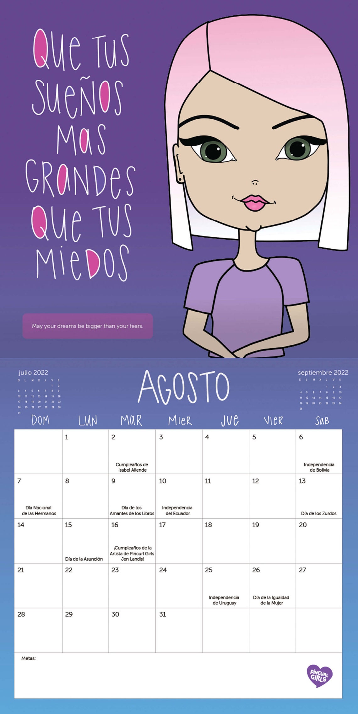 Hispanic Calendar 2022 Spanish Language Chicas Latinas Etsy