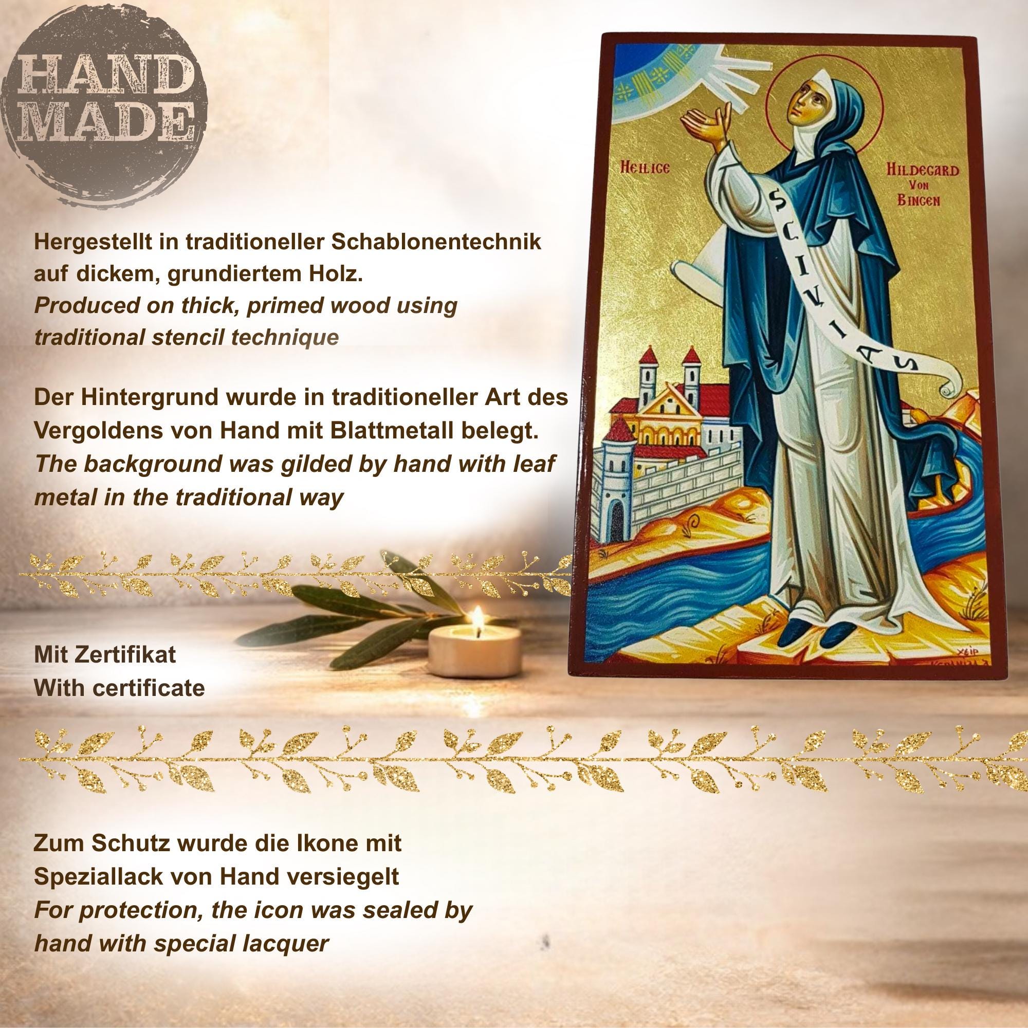 Saint Hildegard of Bingen Icon Icon Icone Benedictine Abbess Hildegarda ...