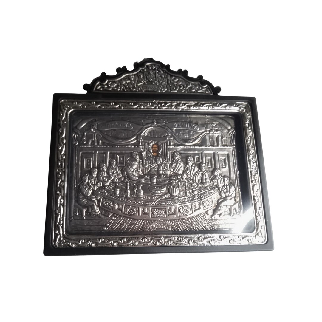 The Last Supper – Metalloklad Icon Behind Plexiglas – Orthodox Icon ...