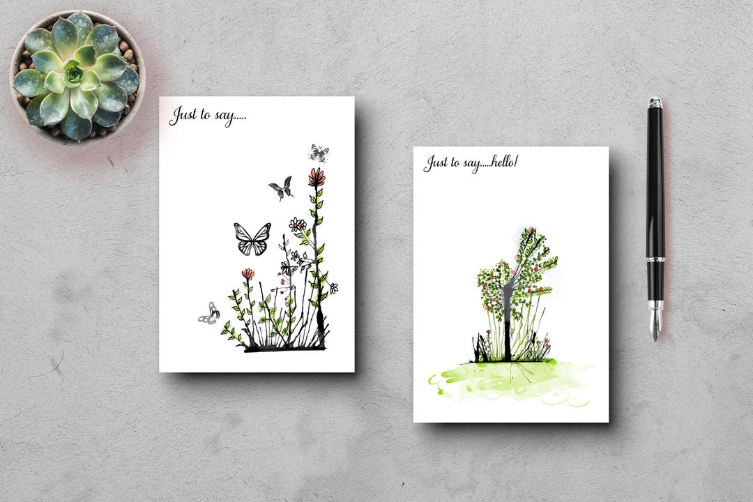 Note Cards Pack of 10 Watercolour Design Note Cards With Envelopes