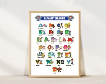 Paw Patrol Alphabet Poster Printables Kids Room Decor Letters Preschool Classroom Decor Educational Gift Affiche Alphabet Prints