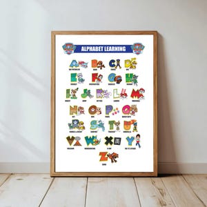 Paw Patrol Alphabet Poster: Kids Room Decor, Preschool Learning (Digital Download)
