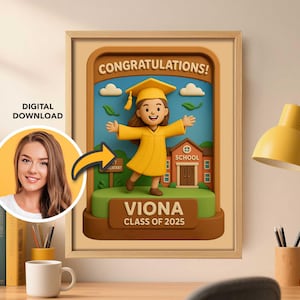 Jouet 3D personnalisé pour l'obtention du diplôme, style diorama, cadeau d'études supérieures, figurine de remise des diplômes personnalisée, cadeau souvenir personnalisé, cadeau de voeux unique pour elle