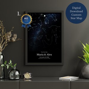 Personalisierte Sternenkarte - Individuelles Nachthimmel Poster mit Datum, Uhrzeit & Ort - Einzigartiges Geschenk für Jubiläen oder Geburtstage