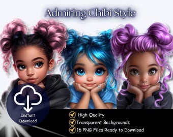 Adorable Admiring Chibi Style Clipart