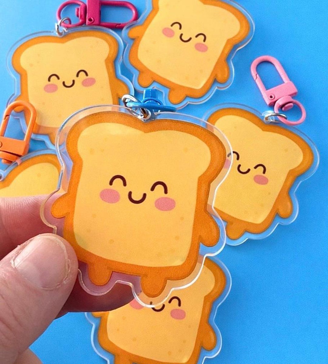 Cute Toast Acrylic Keychain | Kawaii Breakfast Keyring | Colorful Food ...