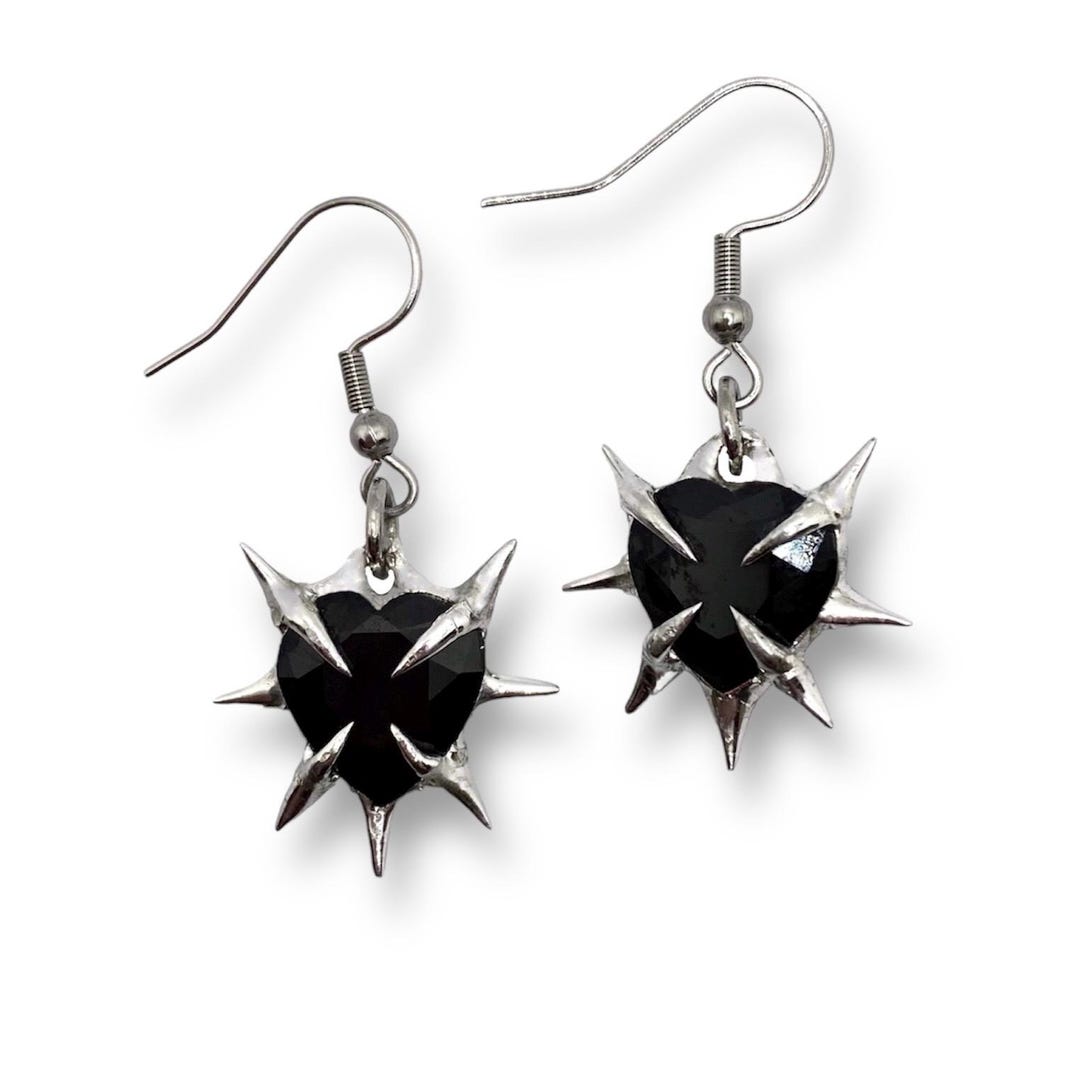 Silver Spiky Earrings, Stainless Steel Earrings, Gothic Edgy Jewelry - Etsy Japan