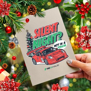 Nuit silencieuse ? Carte de voeux "Pas dans une Porsche" - Carte de vœux amusante - Cadeau pour amoureux de Porsche - Carte de Noël pour passionné de voitures