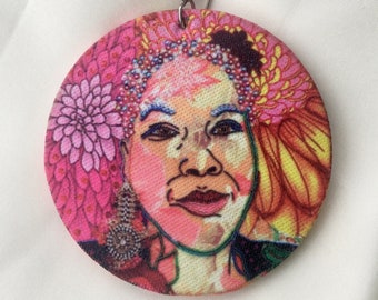 Flora Earrings, Handmade Original Art Earrings, Images of Strong Women