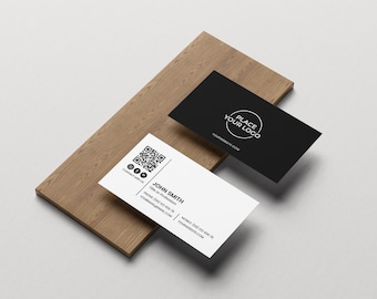 Minimalist QR Code Business Card Template, Elegant & Modern Double-Sided Design, Printable Business Card Template, DIY and Editable card