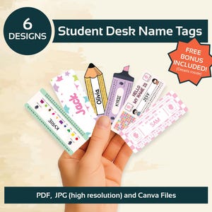 Student Desk Name Tags Desk Name Plates Desk Name Tags Name Plate for Desk School Supply Labels Back to School Label Name Classroom Decor
