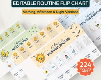 Editable Kids Routine Flip Chart | Visual Daily Schedule (Digital Download)