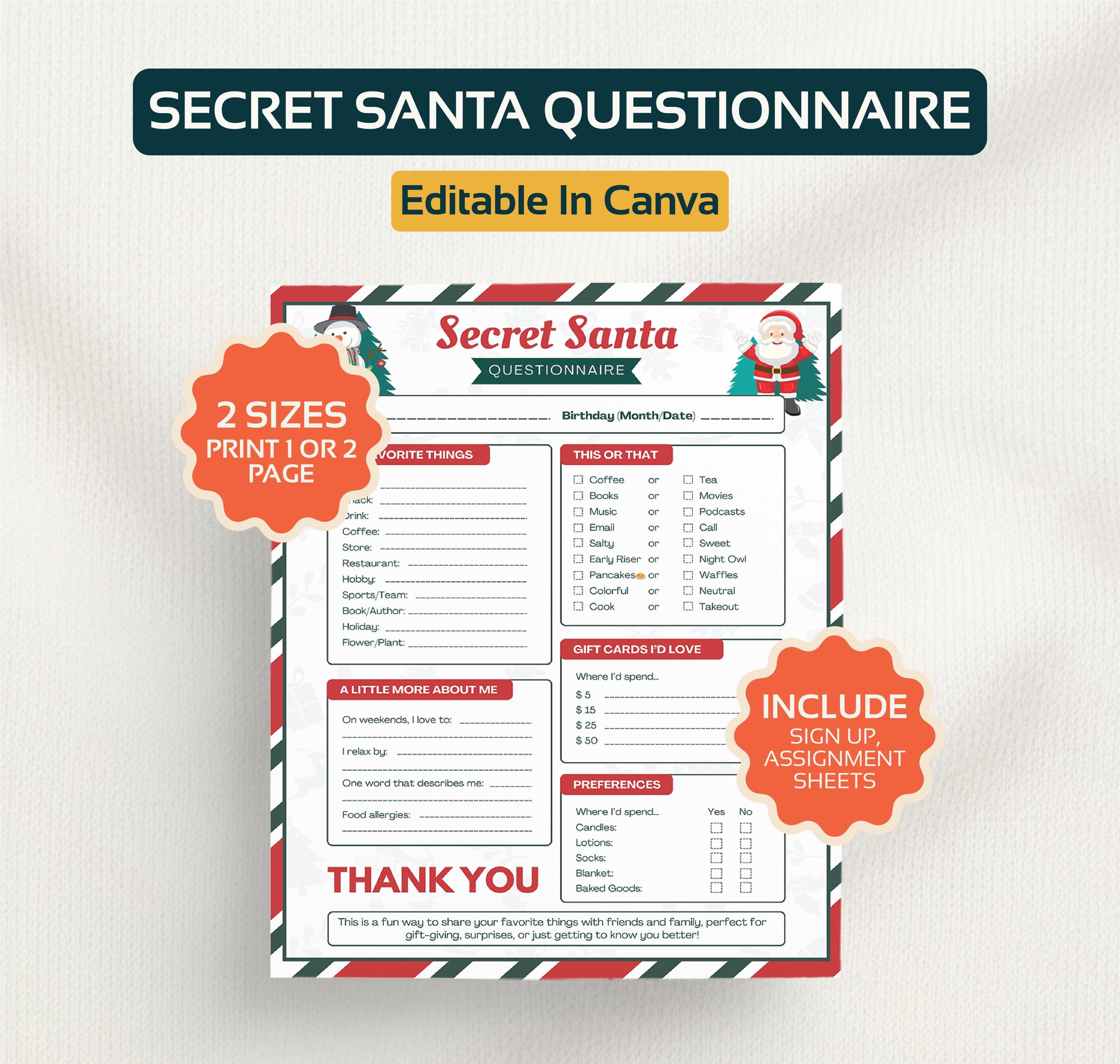 Editable Coworkers Secret Santa Printable Christmas Coworker Gift ...