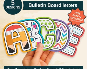 Bulletin Board Letters PNG, Printable Alphabet Letters, Classroom Decor, Doodle Board Letters, Back to School Theme, Uppercase A-Z